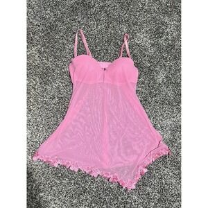 Large Hillard And Hanson Pink Lace Lingerie Top